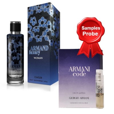 Chatler Armand Luxury Black Woman - Eau de Parfum for Women 100 ml, Sample  Armani Code Woman EDP 1,2 ml