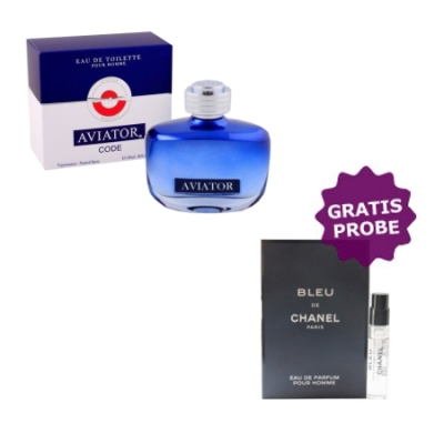 Paris Bleu Aviator Code 100 ml + Perfume Sample Spray Chanel Bleu de Chanel